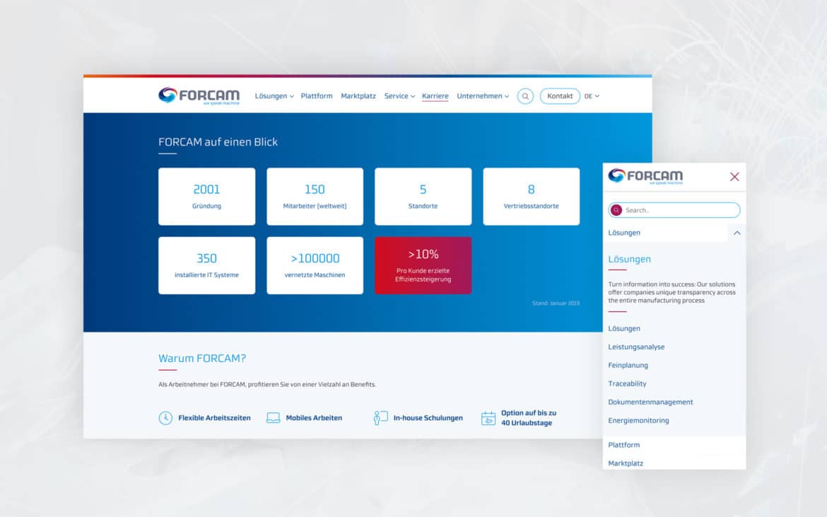 Grafik zum Website Relaunch von FORCAM