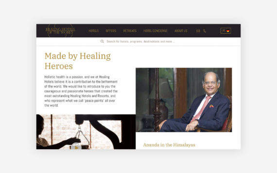 Grafik von Website Relaunch für Healing Hotels of the World