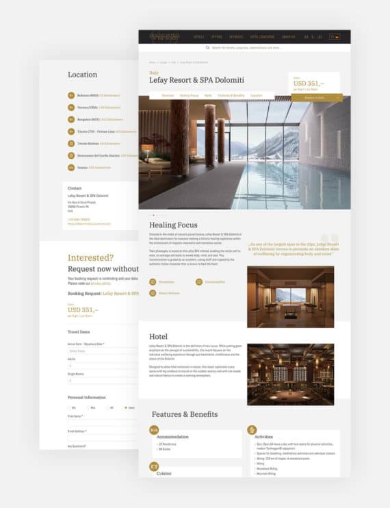 Grafik von Website Relaunch für Healing Hotels of the World